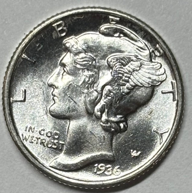 1936-S Mercury Dime Choice BU Full Bands