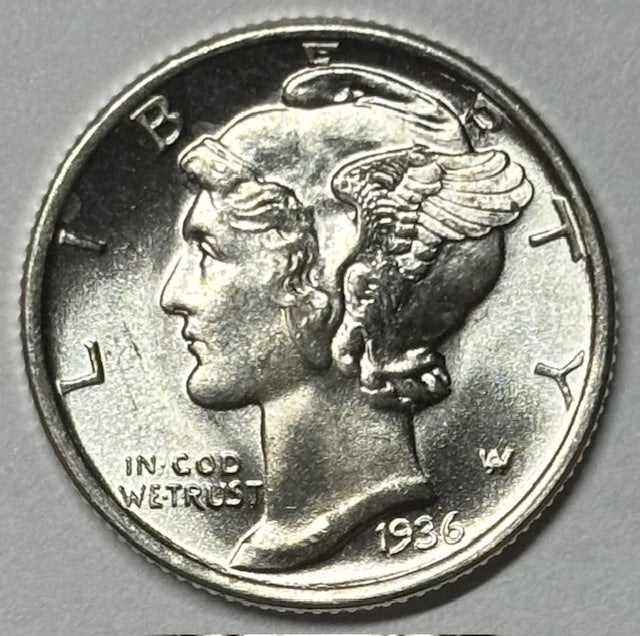 1936-S Mercury Dime Gem BU Full Bands