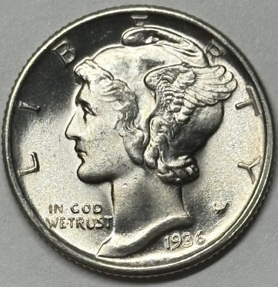 1936-D Mercury Dime Gem BU Full Bands