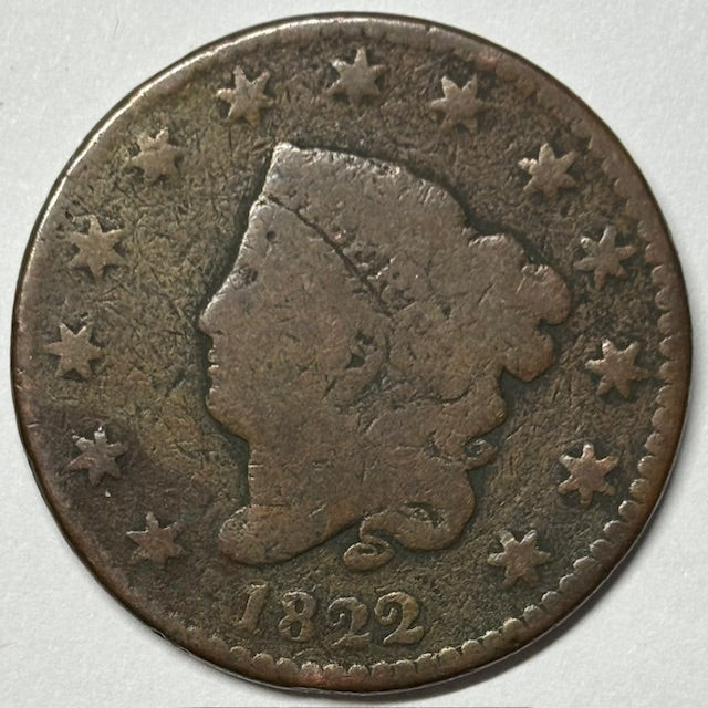 1822 Matron Head Large Cent . . . . Very Good