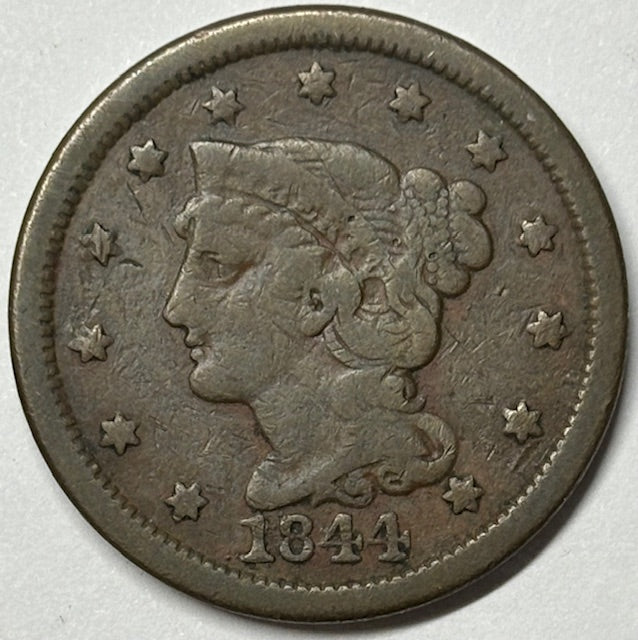 1844 Braided Hair Large Cent . . . . Very Good