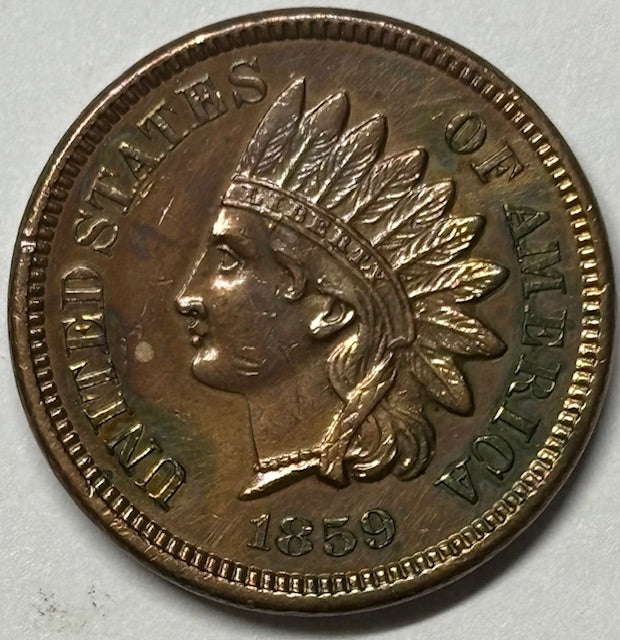 1859 Copper-Nickel Indian Cent BU cleaned