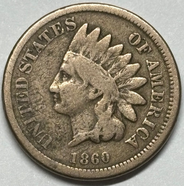 1860 Copper-Nickel Indian Cent VG/Fine