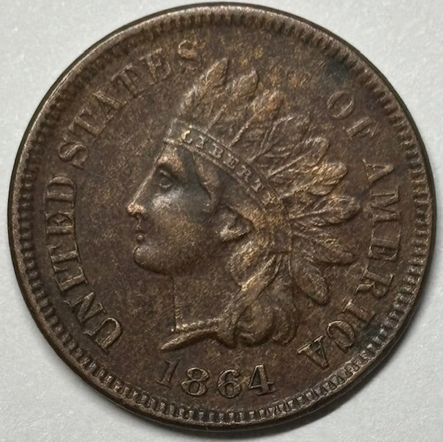 1864 L Indian Cent . . . . Choice About Uncirculated