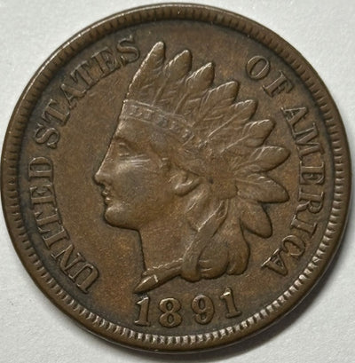 1891 Indian Cent Extremely Fine