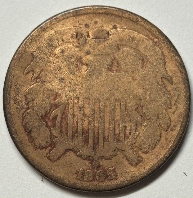 1865 Two Cent Piece . . . . Good cleaned