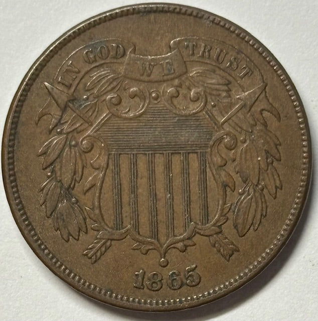 1865 Two Cent Piece . . . . Choice Uncirculated Brown