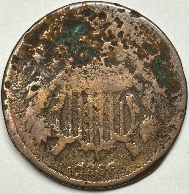 1866 Two Cent Piece . . . . Good corroded