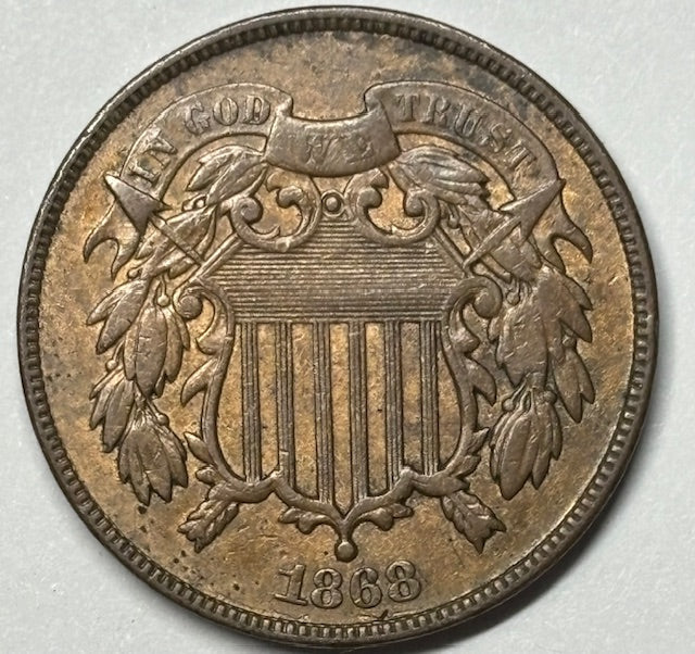 1868 Two Cent Piece . . . . Select Uncirculated Brown