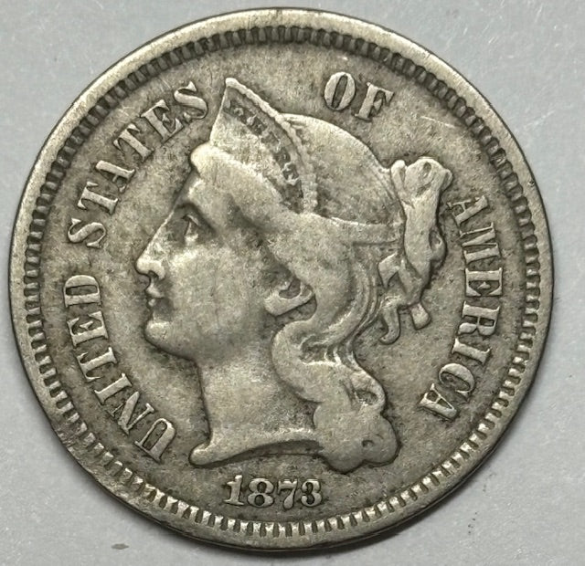 1873 Closed 3 Nickel Three Cent Piece . . . . Very Fine