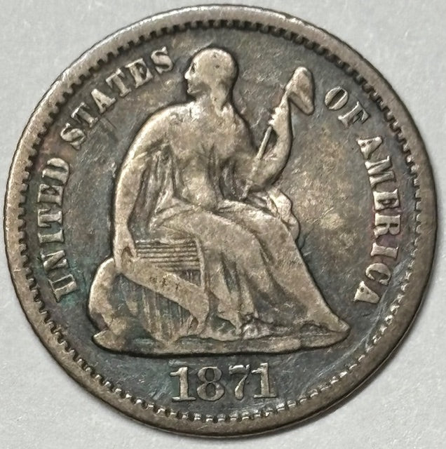 1871 Seated Liberty Half Dime . . . . VG/Fine