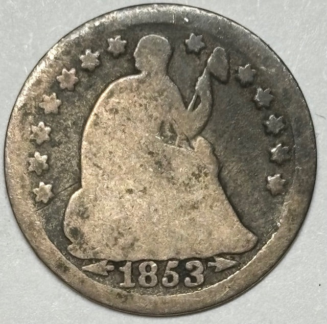 1853 Arrows Seated Liberty Half Dime . . . . AG/Good