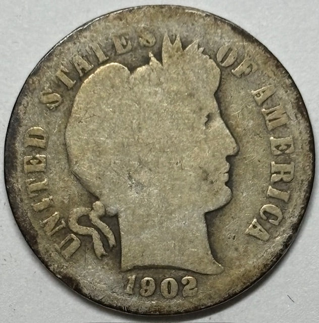 1902 Barber Dime . . . . About Good