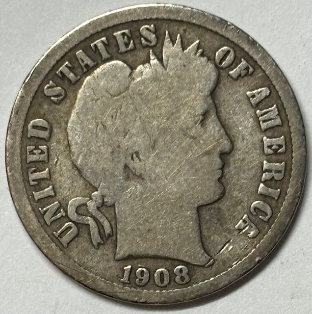 1908-S Barber Dime Good