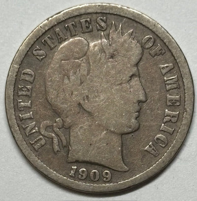 1909 Barber Dime Very Good