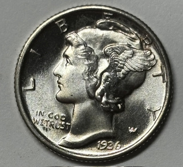 1936 Mercury Dime Superb BU Full Bands