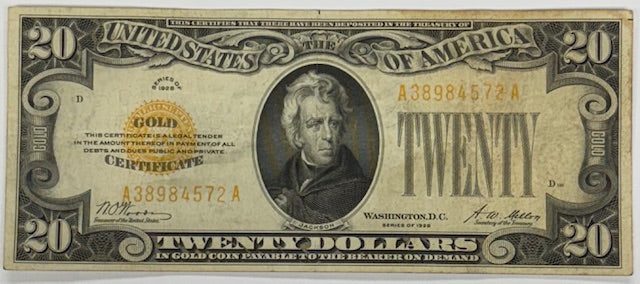 $20.00 1928 Gold Certificate Fr. 2402 VF/XF