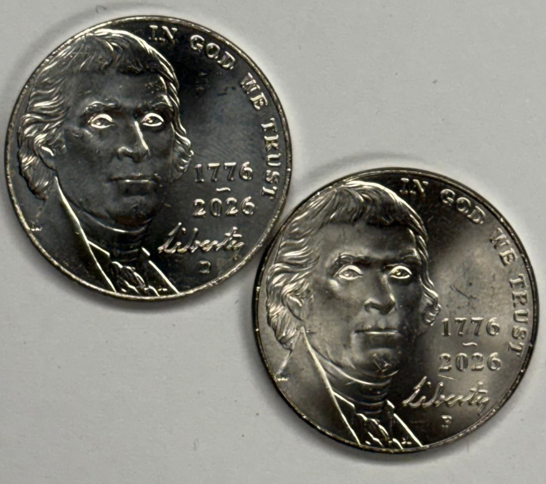 2026-P and D 250th Anniversary Jefferson Nickel Pair Choice BU