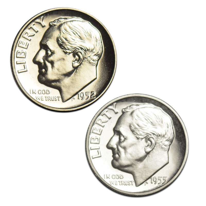 1952 and 1955 Proof Roosevelt Dime Pair . . . . Superb Brilliant Proof