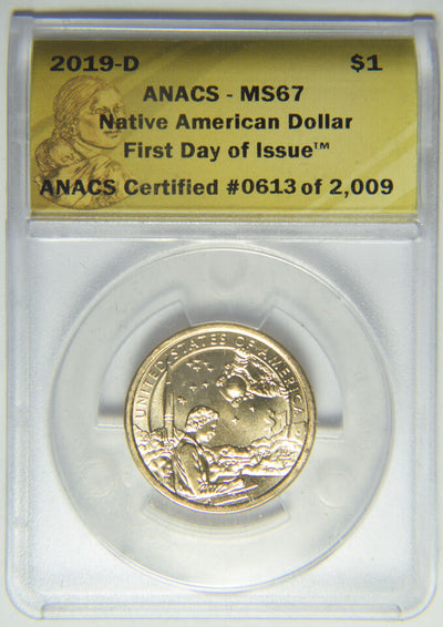 2019-D Native American Dollar ANACS MS-67