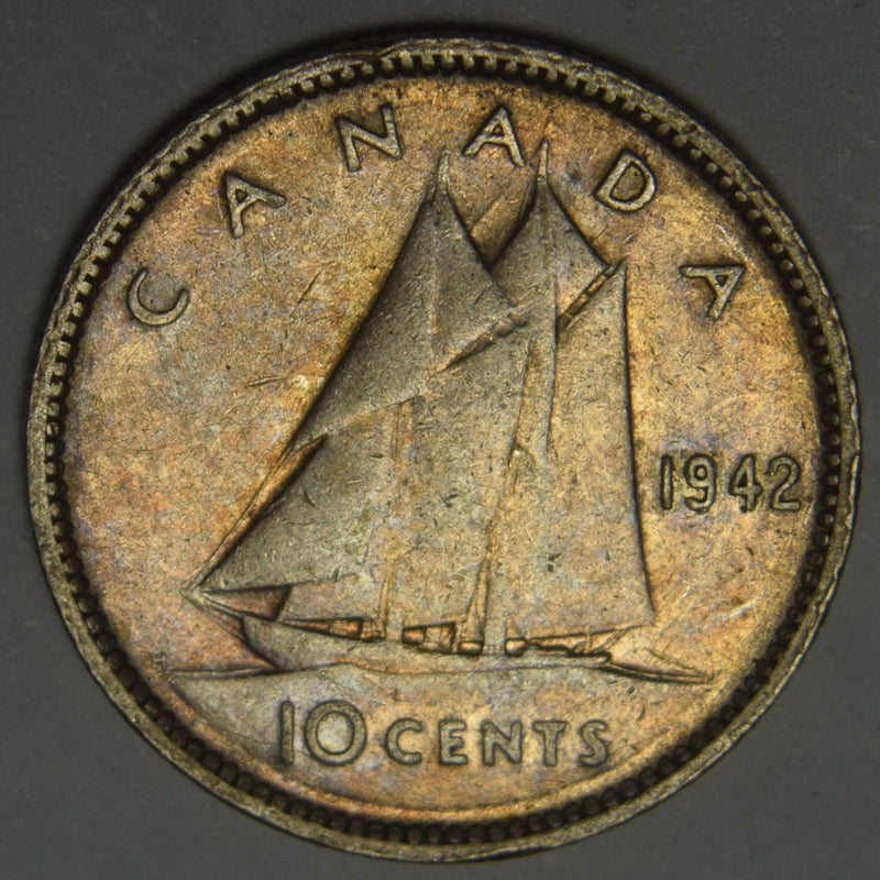 1942 Canadian 10 Cents Extremely Fine