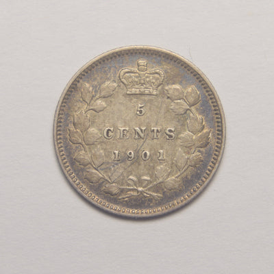 1901 Canadian 5 Cents Choice About Uncirculated