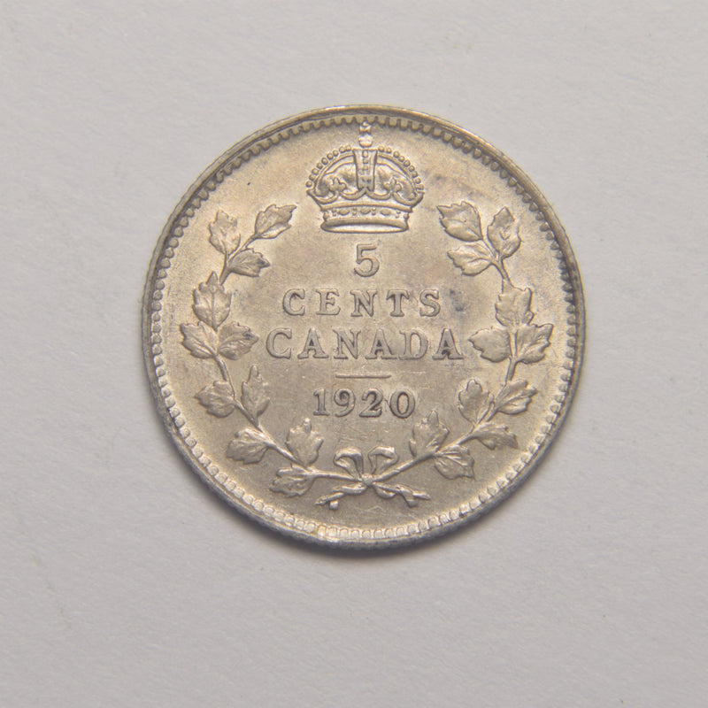 1920 Canadian 5 Cents Choice Brilliant Uncirculated