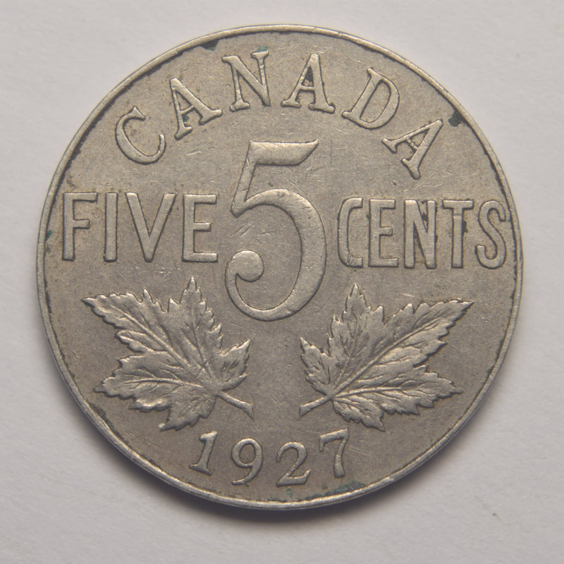 1927 Canadian 5 Cents XF/AU