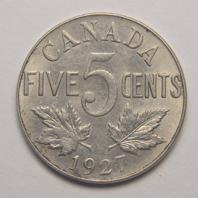 1927 Canadian 5 Cents Select Brilliant Uncirculated