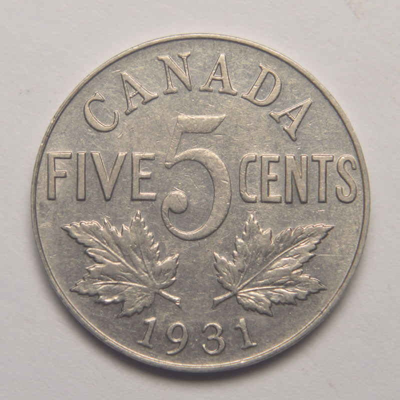 1931 Canadian 5 Cents Choice About Uncirculated