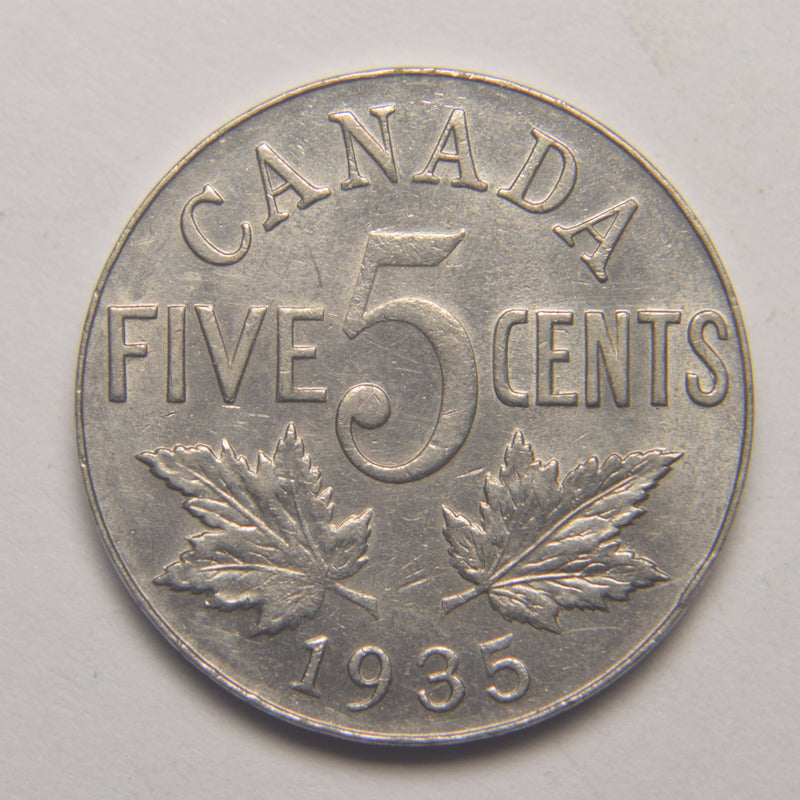 1935 Canadian 5 Cents Choice About Uncirculated