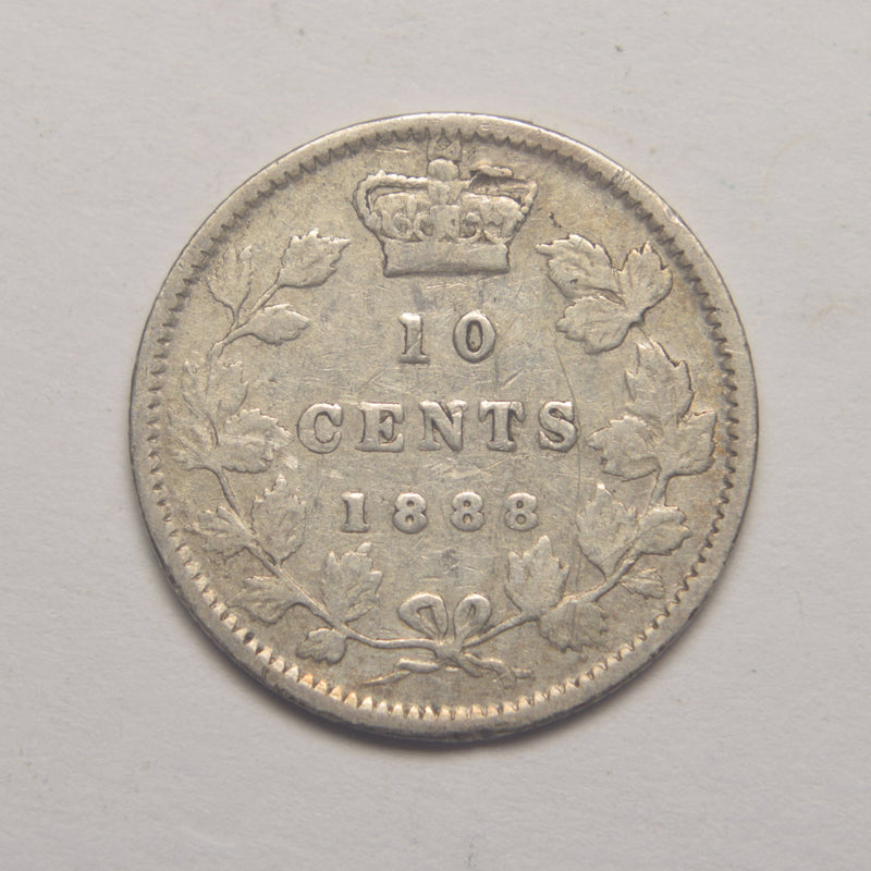 1888 Canadian 10 Cents Very Fine