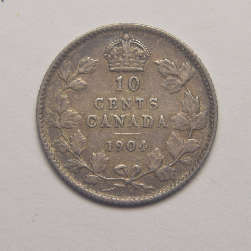 1904 Canadian 10 Cents Very Fine