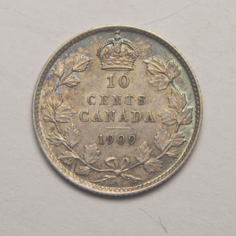 1909 Canadian 10 Cents Choice About Uncirculated