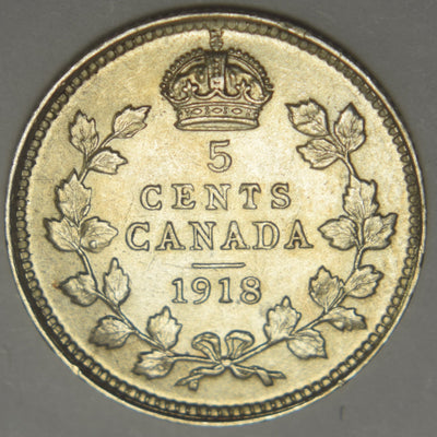 1918 Canadian 5 Cents Choice Brilliant Uncirculated