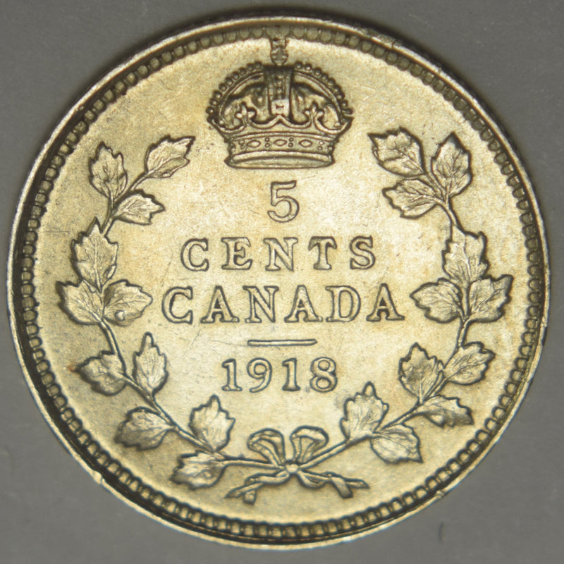 1918 Canadian 5 Cents Choice Brilliant Uncirculated