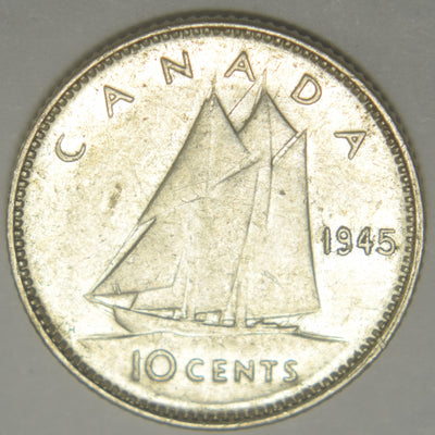 1945 Canadian 10 Cents Extremely Fine