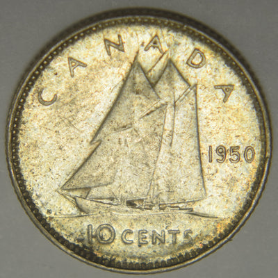 1950 Canadian 10 Cents Choice About Uncirculated